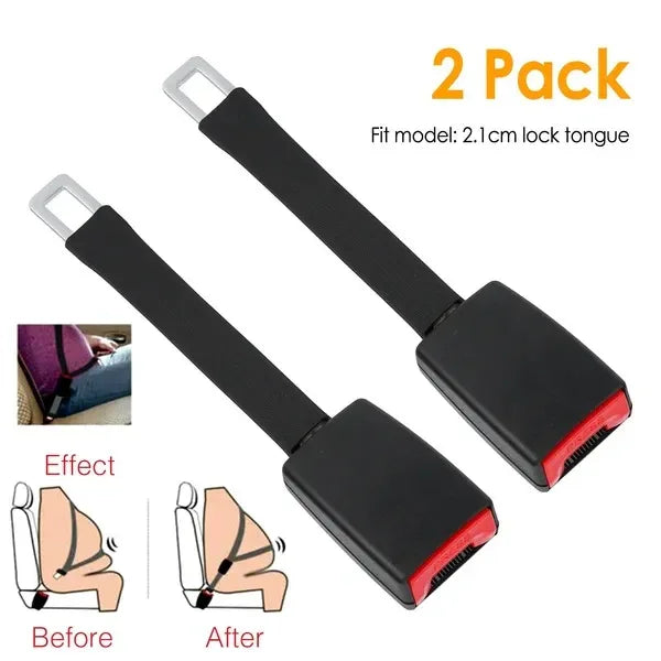 2Pcs Car Seat Belt Extender 9in Buckle Tongue Webbing Extension - THE MILE MAKER DRIVER SHOP