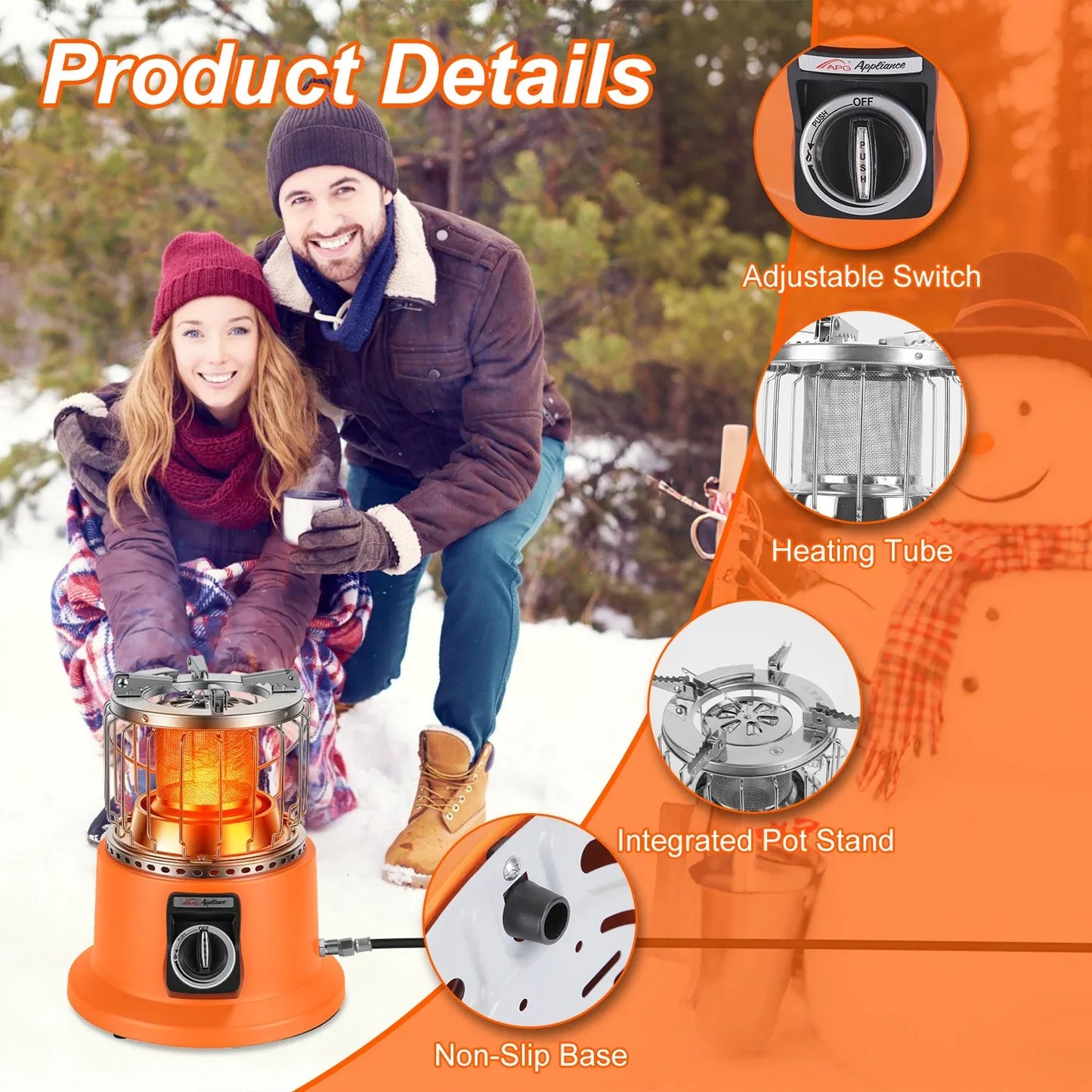 3000W 2 In 1 Portable Propane Heater Stove Portable Propane Heater Outdoor Gas Stove With Pot Stand Gas Pipe For Camping Ice Fishing Patio RV - THE MILE MAKER DRIVER SHOP