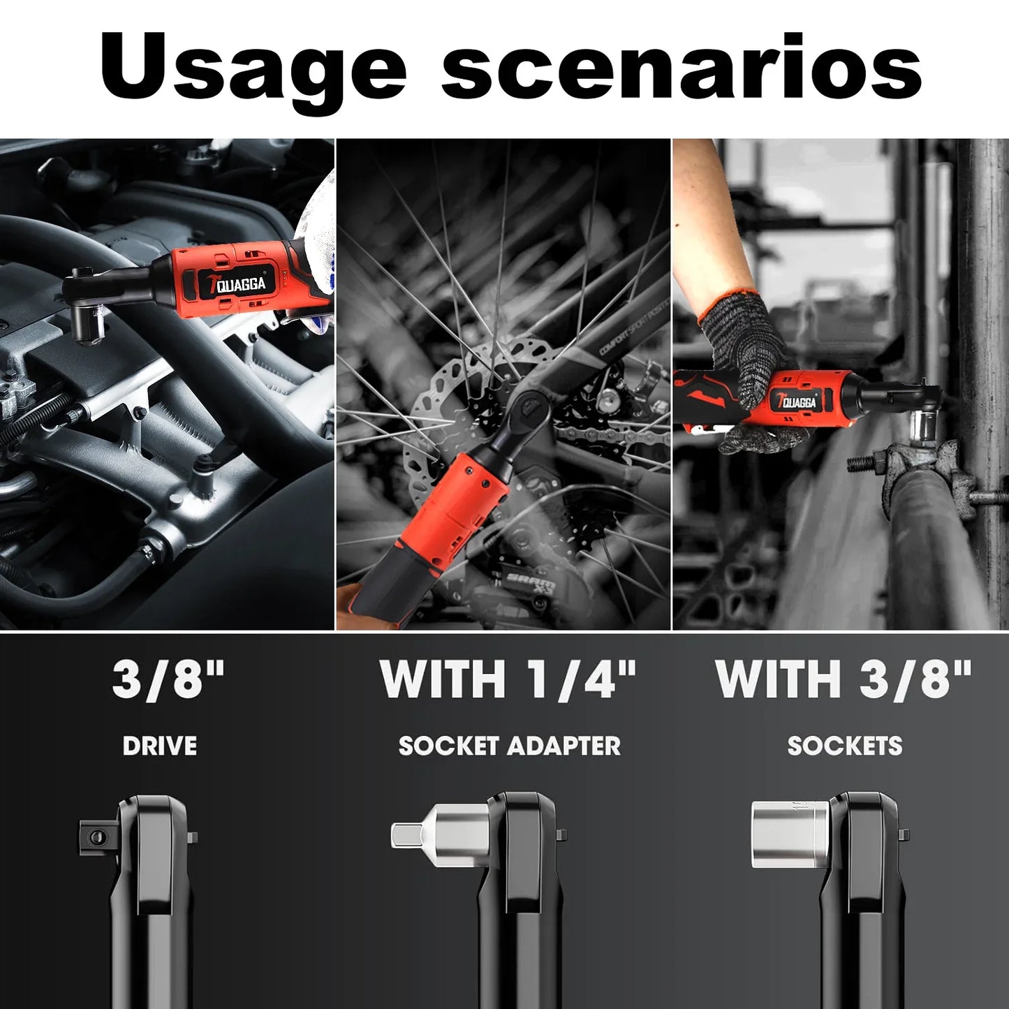 TQUAGGA 18V Cordless Electric Ratchet Wrench Set, Power Ratchet Wrench,Variable Speed With Batteries2,Torque 45ftlbs,Car Repair Tools, Power Tools,Hardware,Heavy Duty,Portable,Quick Charger - THE MILE MAKER DRIVER SHOP