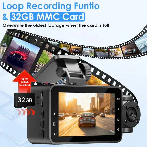 3 Channel Dash Cam For Cars, 1080P Full HD Front Camera (140° Wide View) With 480P Interior & Rear Cameras, 360° Vehicle Protection, Picture-in-Picture Display For Collision Evidence - THE MILE MAKER DRIVER SHOP