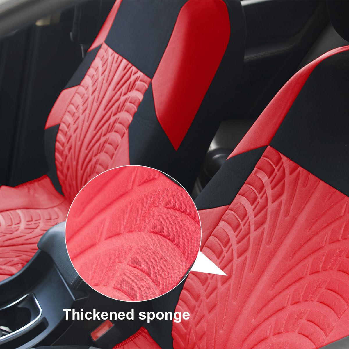 Front Car Seat Covers, 2 Pcs Polyester Bucket Seat Protectors, Soft And Breathable, Premium Sporty Automotive Seat Cushions, Universal Auto Interior Accessories Red - THE MILE MAKER DRIVER SHOP