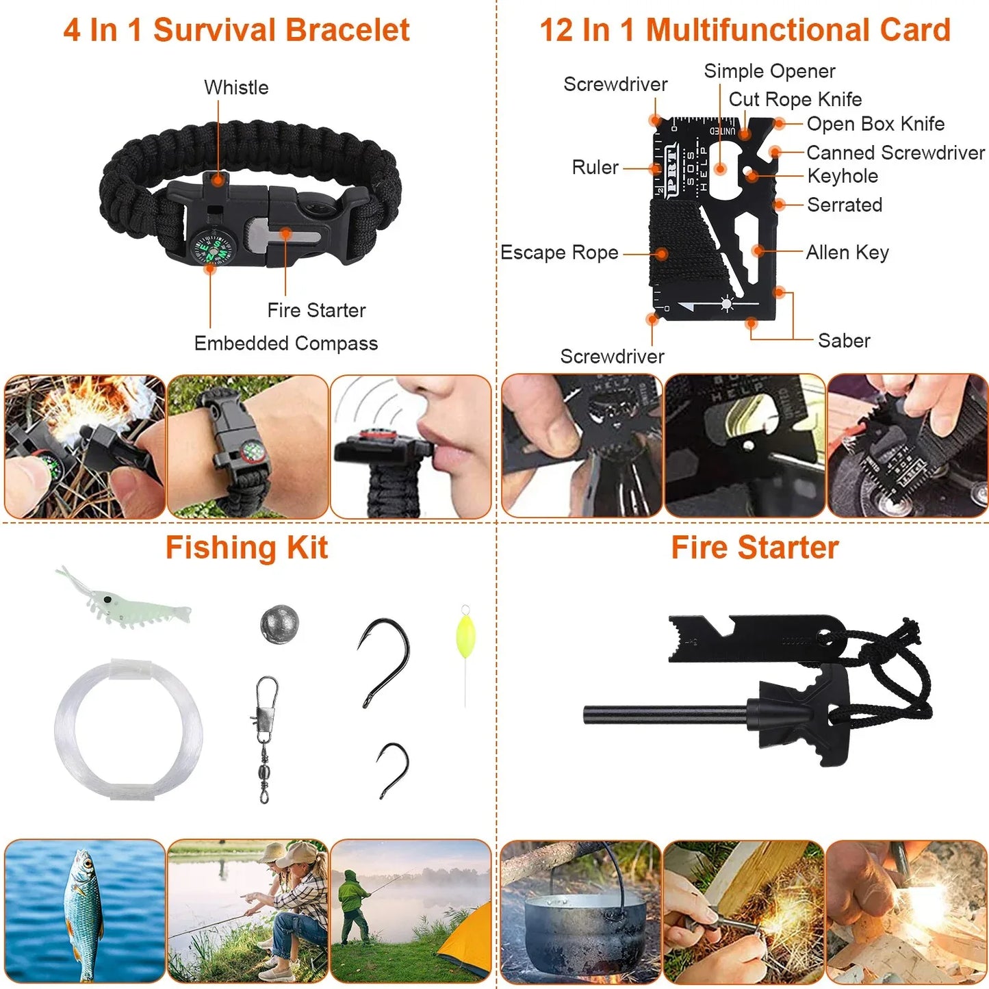 125Pcs Survival Kits Professional Emergency Survival Gear Tactical First Aid Kit Supplies For Outdoor Adventure Camping Hiking Hunting - THE MILE MAKER DRIVER SHOP