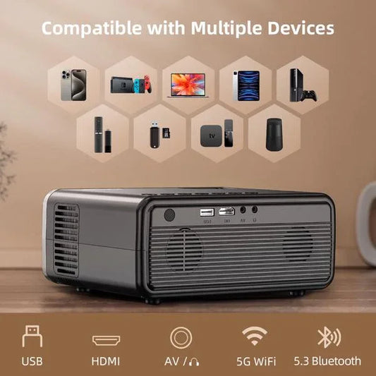 Projector With WiFi & Bluetooth, Upgraded 5G Portable Projector, Support 4K, Native 1080P, 12000 Lumens, Outdoor LED Movie Projector,Selling On The Amazon Temu Platform Is Prohibited - THE MILE MAKER DRIVER SHOP