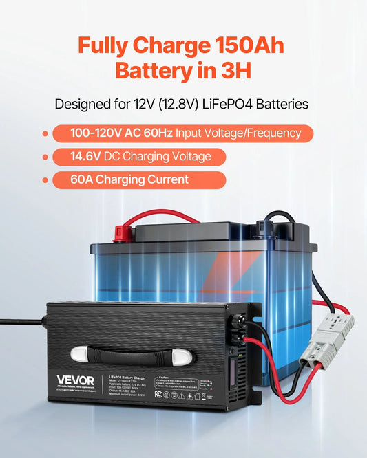 12V 60A Lithium Battery Charger 14.6V AC-DC LiFePO4 Smart Charger For RV - THE MILE MAKER DRIVER SHOP
