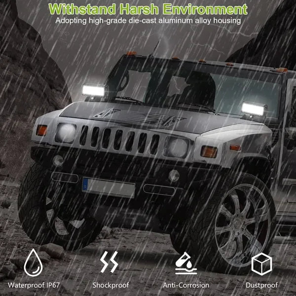 7in LED Light Bar 120W 12000LM LED Work Light Pods Offroad Driving Lights IP67 Waterproof Fog Light Spot Flood Beam For Jeep Trailer Truck Bus Boat - THE MILE MAKER DRIVER SHOP