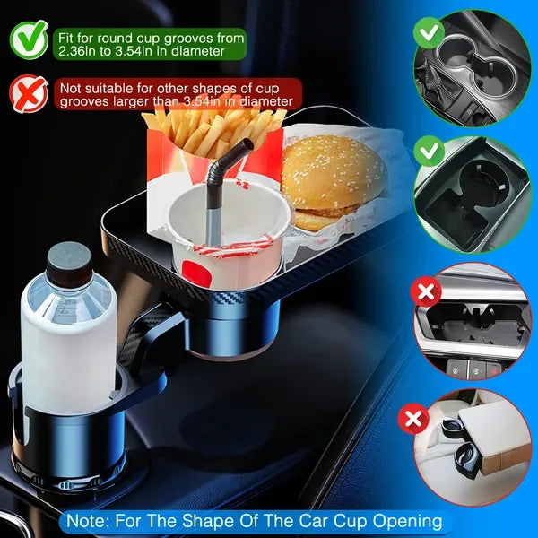 Car Cup Holder Tray 360° Rotating Car Bottle Holder Expander Adapter - THE MILE MAKER DRIVER SHOP