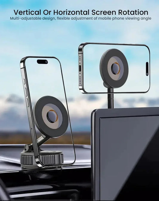 Newly Upgraded Retractable Car Mobile Phone Holder 360 Magnetic Vacuum Suction Cup One-click Safety Lock Ultra-compact Design - THE MILE MAKER DRIVER SHOP