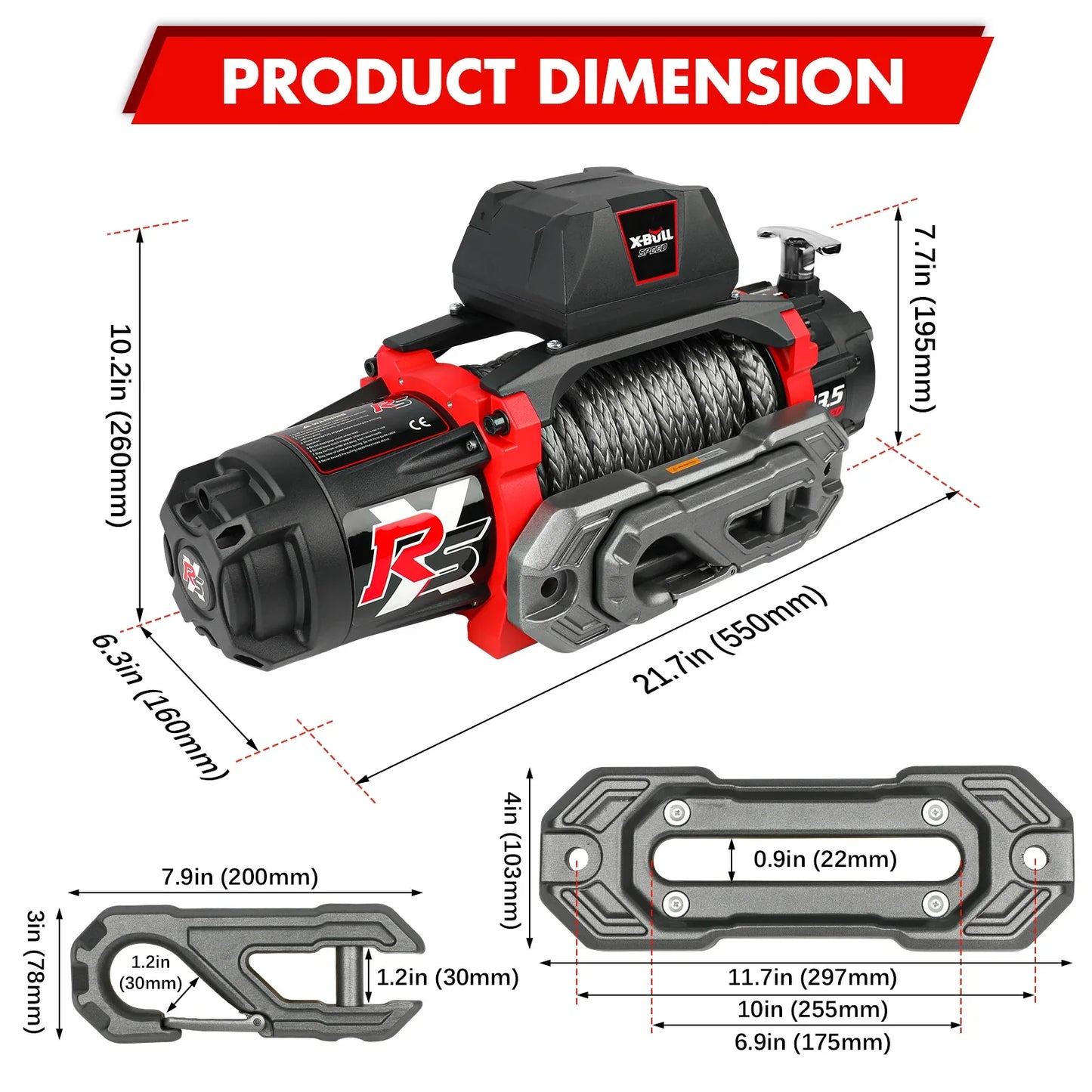 X-BULL 13500 Lb Winch Load Capacity Electric Winch - 12V DC Power Supply For Off-Road Trailers, 2-in-1 Wireless Remote Control, 13500 XRS Series - THE MILE MAKER DRIVER SHOP