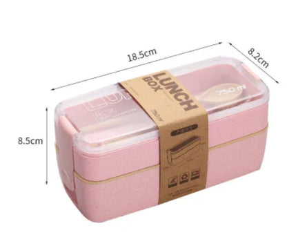 Square Double Three-layer Wheat Straw Fiber Plastic Lunch Box - THE MILE MAKER DRIVER SHOP