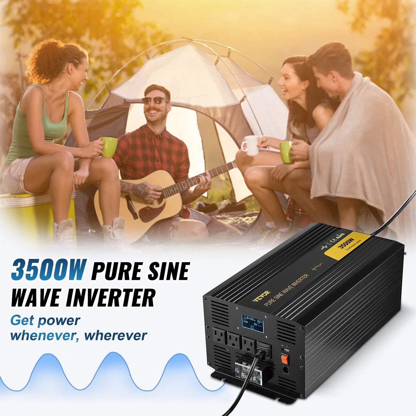 Pure Sine Wave Inverter 3500 Watt Power Inverter, DC 12V To AC 120V Car Inverter, With USB Port LCD Display Remote Controller And AC Outlets For RV Truck Car Solar System Travel Camping - THE MILE MAKER DRIVER SHOP