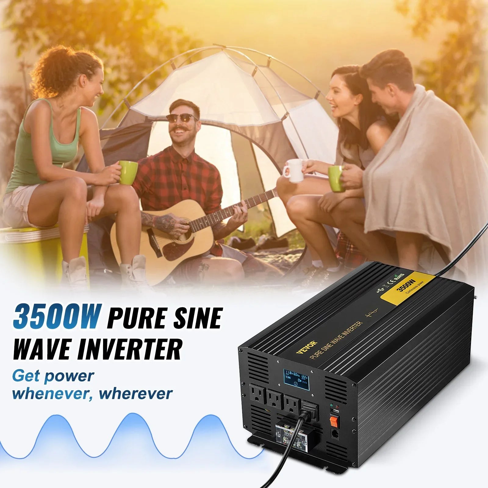 Pure Sine Wave Inverter 3500 Watt Power Inverter, DC 12V To AC 120V Car Inverter, With USB Port LCD Display Remote Controller And AC Outlets For RV Truck Car Solar System Travel Camping - THE MILE MAKER DRIVER SHOP