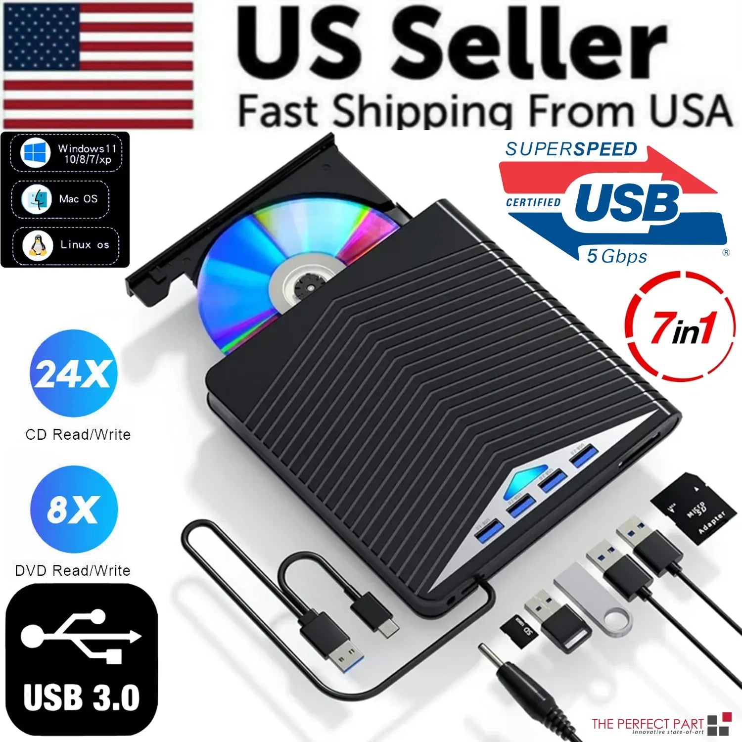 External CD DVD Drive For PC Laptop Windows 11 10 USB 3.0 Burner Reader Writer - THE MILE MAKER DRIVER SHOP