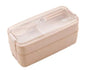 Square Double Three-layer Wheat Straw Fiber Plastic Lunch Box - THE MILE MAKER DRIVER SHOP