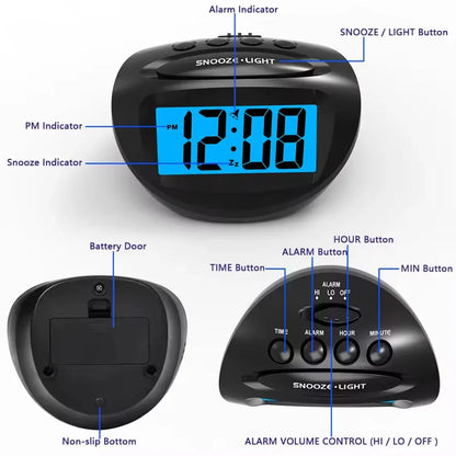 Bedroom Nap With LCD Backlit Clock, Small Travel Clock, Battery Alarm Clock - THE MILE MAKER DRIVER SHOP