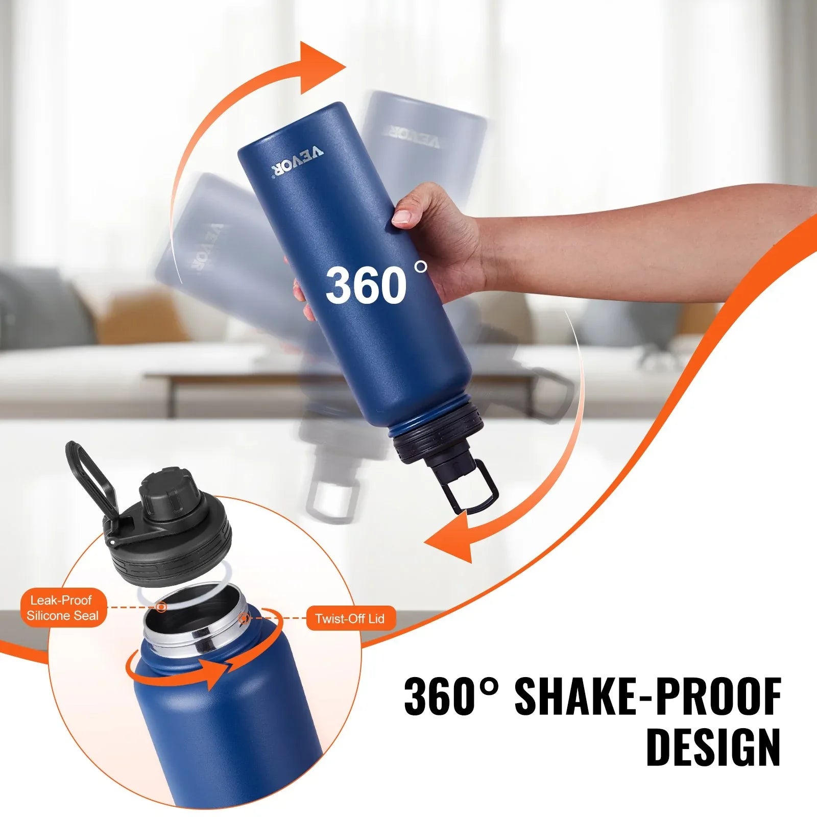 40 Oz Insulated Water Bottle Stainless Steel With Wide Mouth Lid Blue - THE MILE MAKER DRIVER SHOP