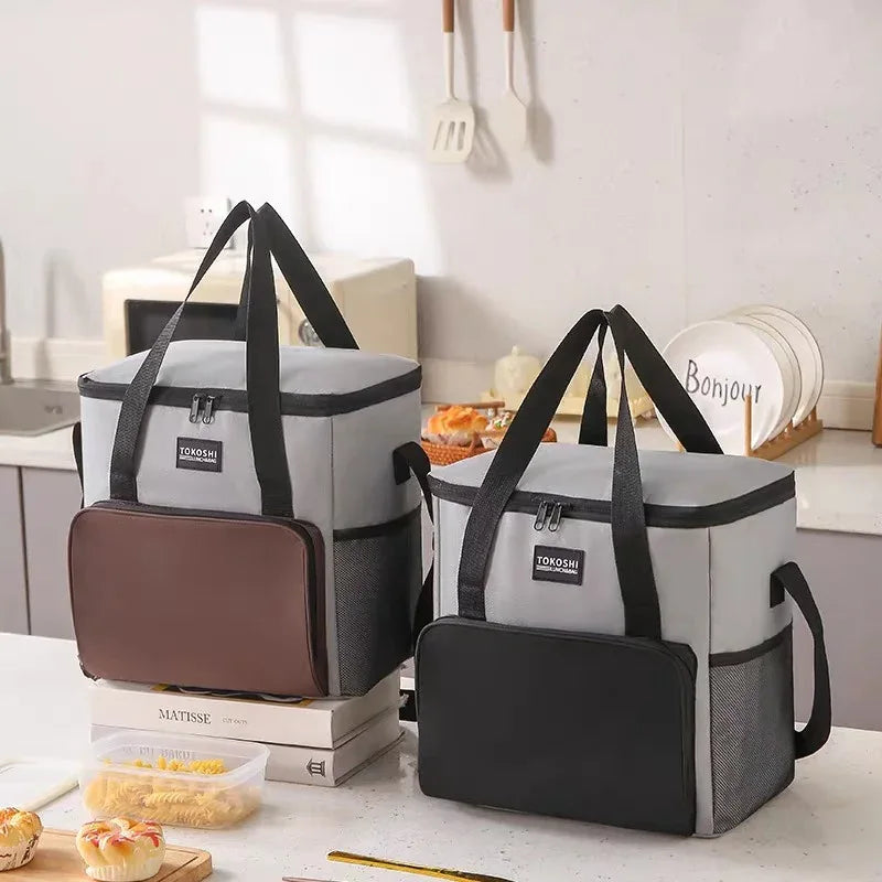 Black Insulated Lunch Bag Durable & Stain-Resistant Oxford Fabric, Excellent Thermal Performance For Hot Cold Food - THE MILE MAKER DRIVER SHOP