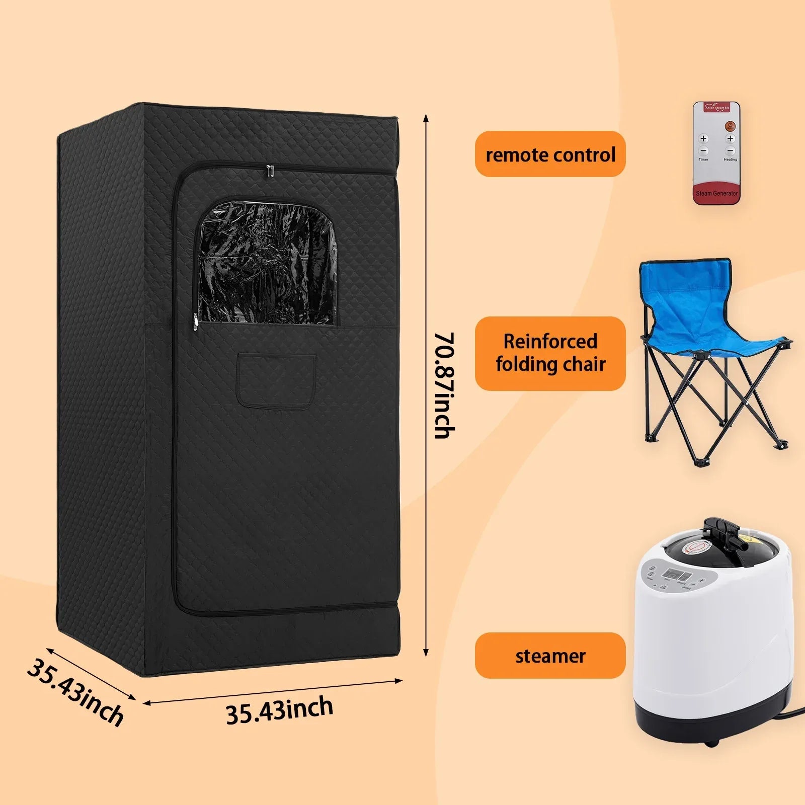 Portable Steam Sauna Tent, 9-layer Temperature, Remote Control, Folding Chair - THE MILE MAKER DRIVER SHOP
