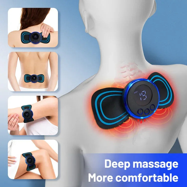 Mini Massager With 5 Pads Portable Electric Muscle Stimulator - Deep Tissue Management Device - Pulse Therapy For Back Shoulder Neck Leg - THE MILE MAKER DRIVER SHOP