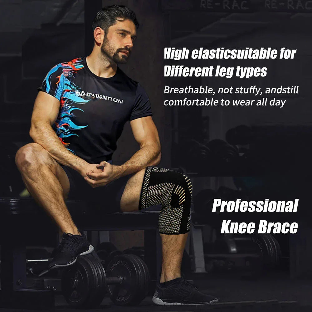 1 Pair Copper Knee Pads Ultimate Shock-Absorbing Gear For Men & Women Superior Knee Support For Sports Yoga Fitness Basketball - THE MILE MAKER DRIVER SHOP