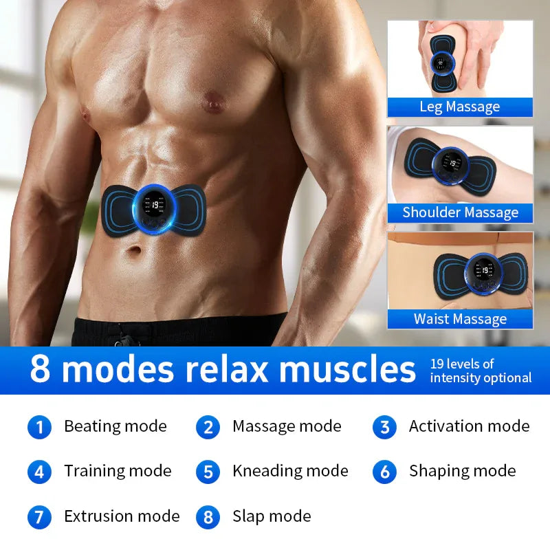 Mini Massager With 5 Pads Portable Electric Muscle Stimulator - Deep Tissue Management Device - Pulse Therapy For Back Shoulder Neck Leg - THE MILE MAKER DRIVER SHOP