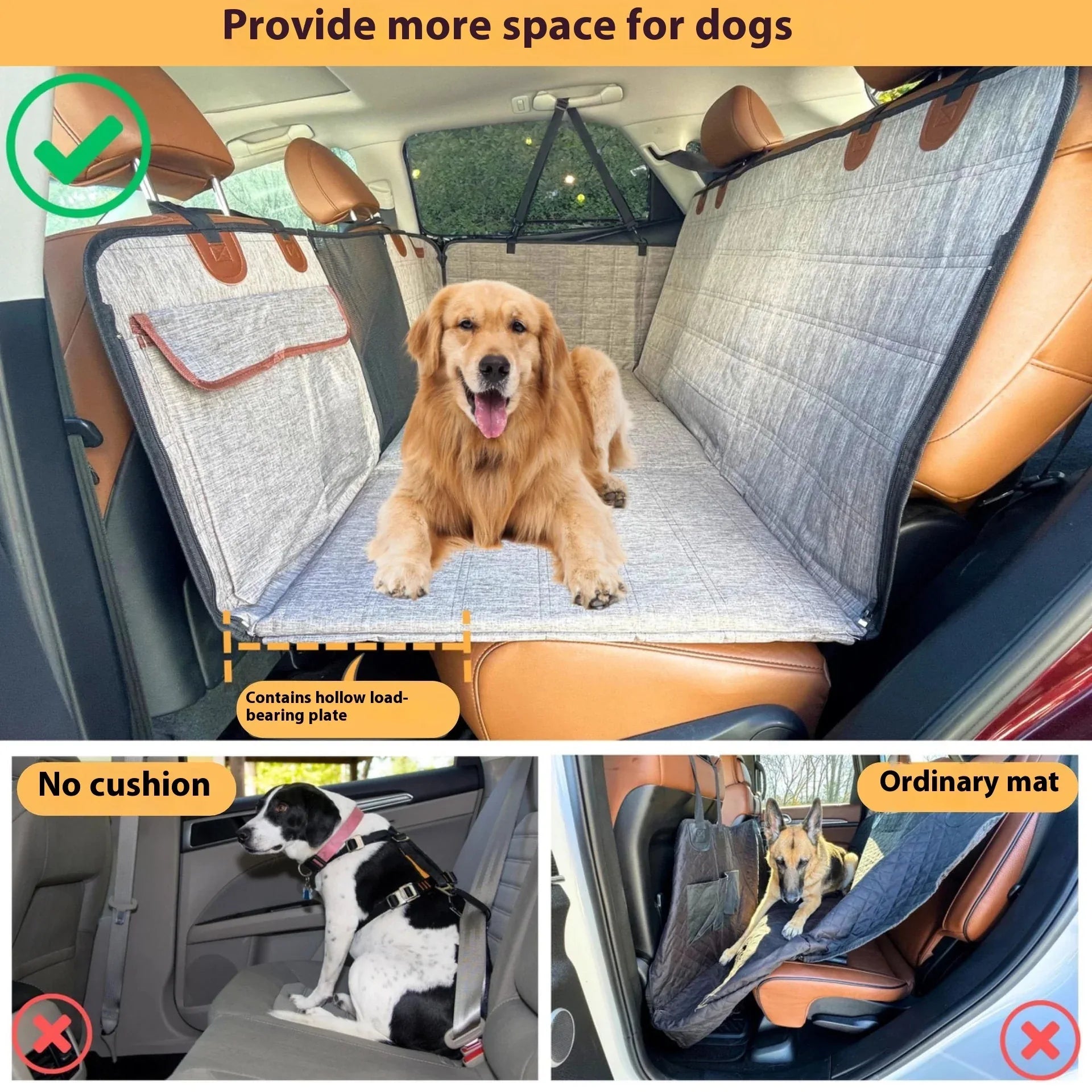 Widened Support Plate Car Dog Bed Rear Seat Pet Pad - THE MILE MAKER DRIVER SHOP