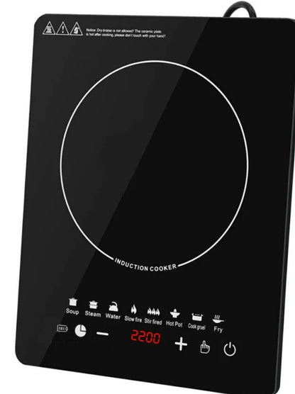 2200W Black Crystal Panel Induction Cooker - THE MILE MAKER DRIVER SHOP