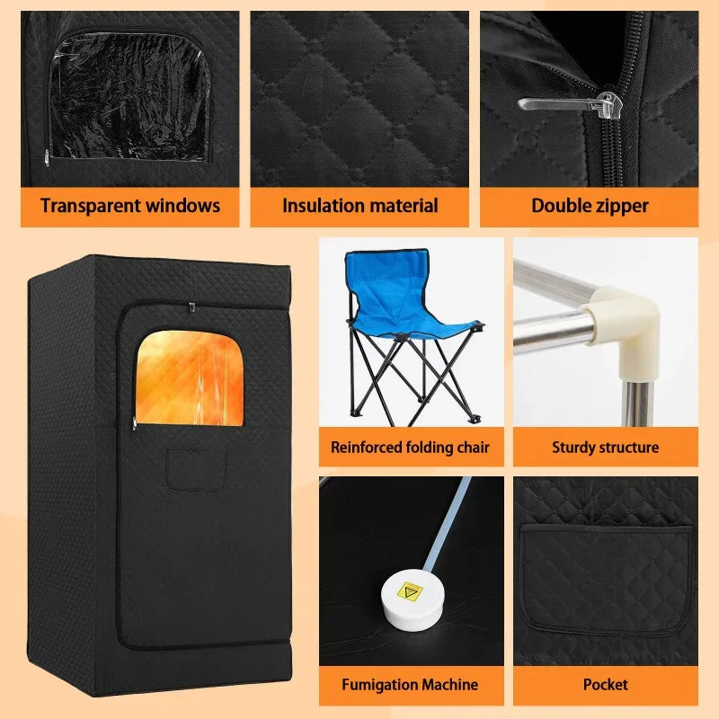 Portable Steam Sauna Tent, 9-layer Temperature, Remote Control, Folding Chair - THE MILE MAKER DRIVER SHOP