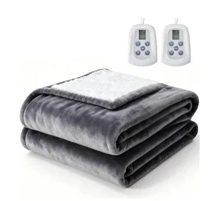 Edx Electric Heated Blanket, Dual Zone Control, 10 Heat Settings, Auto-Off, Flannel Sherpa Fabric - THE MILE MAKER DRIVER SHOP