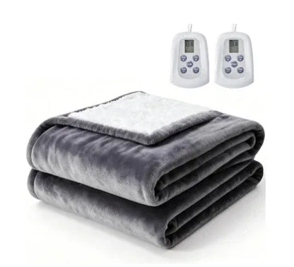 Edx Electric Heated Blanket, Dual Zone Control, 10 Heat Settings, Auto-Off, Flannel Sherpa Fabric - THE MILE MAKER DRIVER SHOP