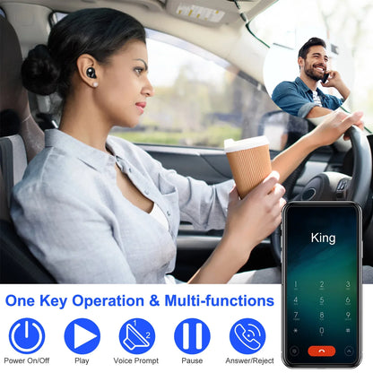 TWS True Wireless V4.2 Earbuds IPX4 In-ear Stereo Earphone Hands-free Deep Bass Earpiece With Mic Magnetic Charging Case 30Hrs Single Earbud Work Time Driving Business - THE MILE MAKER DRIVER SHOP