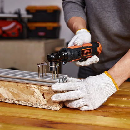 3/8" Cordless Electric Ratchet Wrench Set, 12V 33 Ft-lbs Power Ratchet Tool Kit, 45-Min Fast Charge, 2-Pack 2.0Ah Battery, Built-in LED Light, Variable Speed Trigger, 10 Sockets - THE MILE MAKER DRIVER SHOP