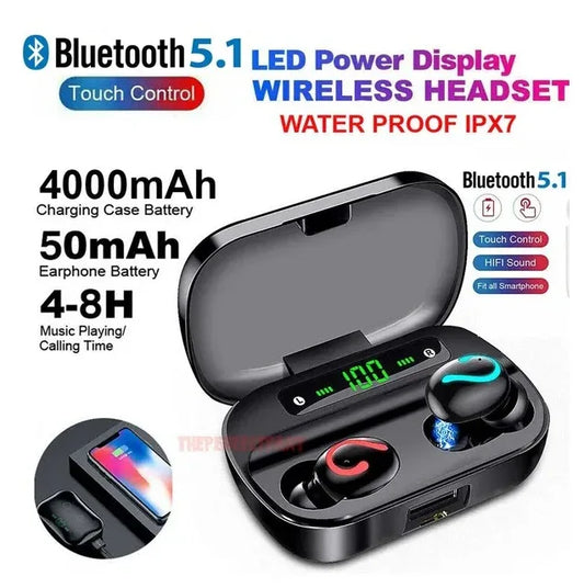 Bluetooth 5.1 Headset TWS Wireless Earphones Mini Earbuds Stereo Headphones IPX7 - THE MILE MAKER DRIVER SHOP