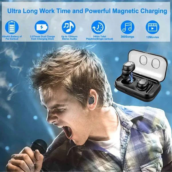 TWS Wireless 5.0 Earbuds IPX4 Touch In-Ear Stereo Earphone Noise Canceling Earpieces 32.8 Ft Transmission Range - THE MILE MAKER DRIVER SHOP