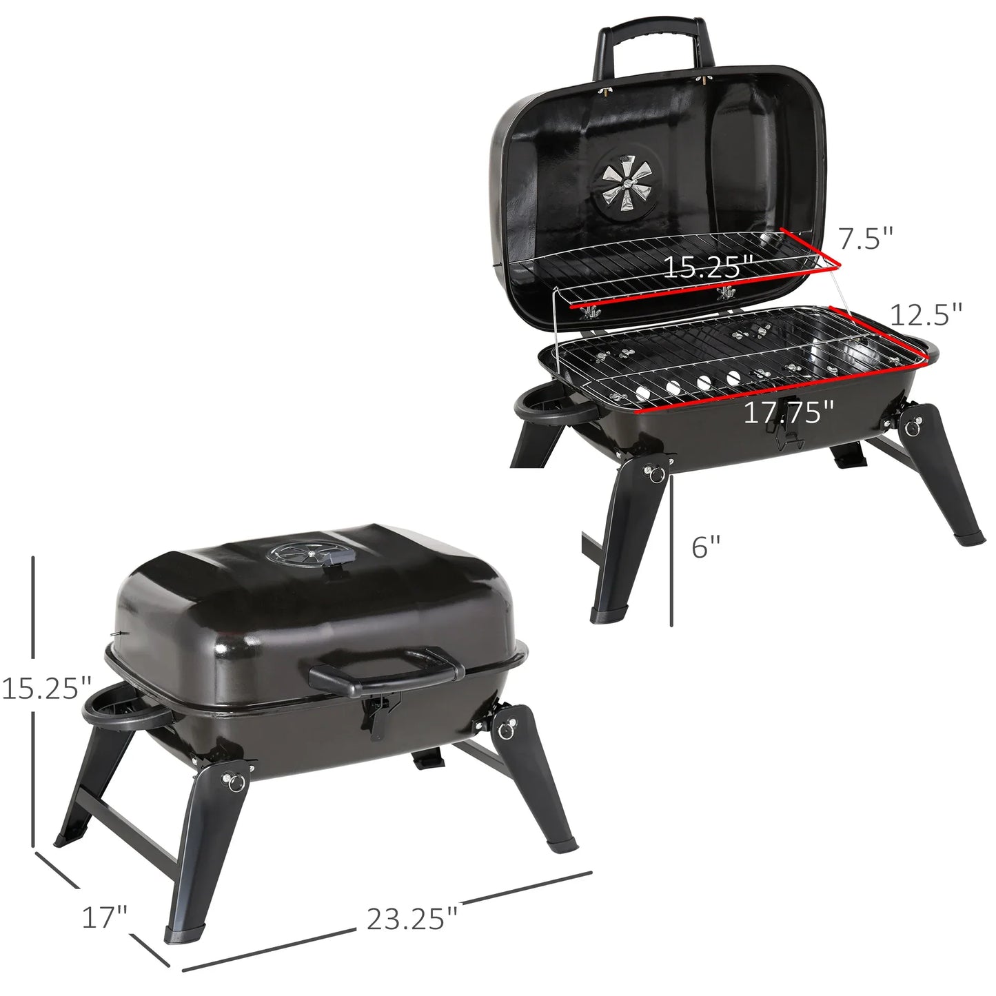 14" Portable Charcoal Grill - THE MILE MAKER DRIVER SHOP