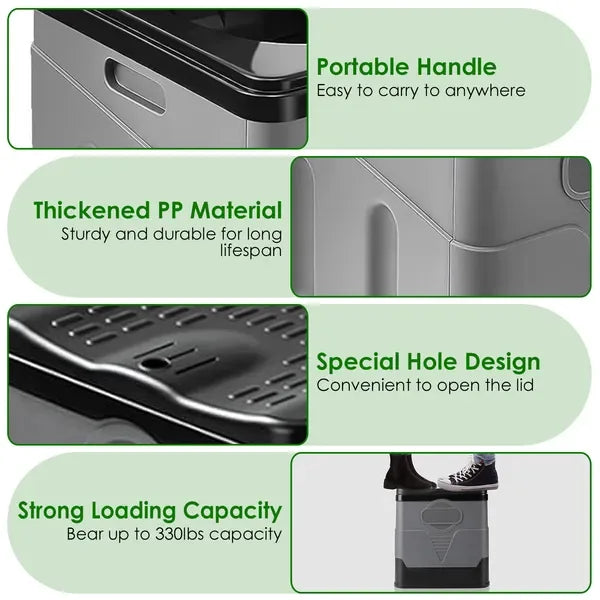 Portable Toilet For Car Camping Boating Hiking Outdoor Travel Potty With Carry Bag Foldable Emergency Toilet With Lid Trash Bags - THE MILE MAKER DRIVER SHOP