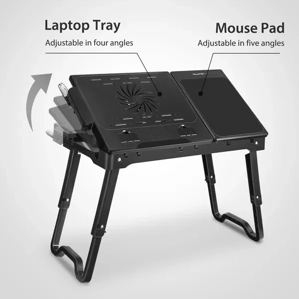 Foldable Laptop Table Bed Notebook Desk With Cooling Fan Mouse Board LED Light 4 XUSB Ports Breakfast Snacking Tray - THE MILE MAKER DRIVER SHOP