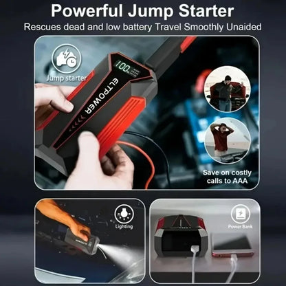 20000 MAh Car Jump Starter Power Supply With Dual USB Fast Charging And Red LED Light. - THE MILE MAKER DRIVER SHOP