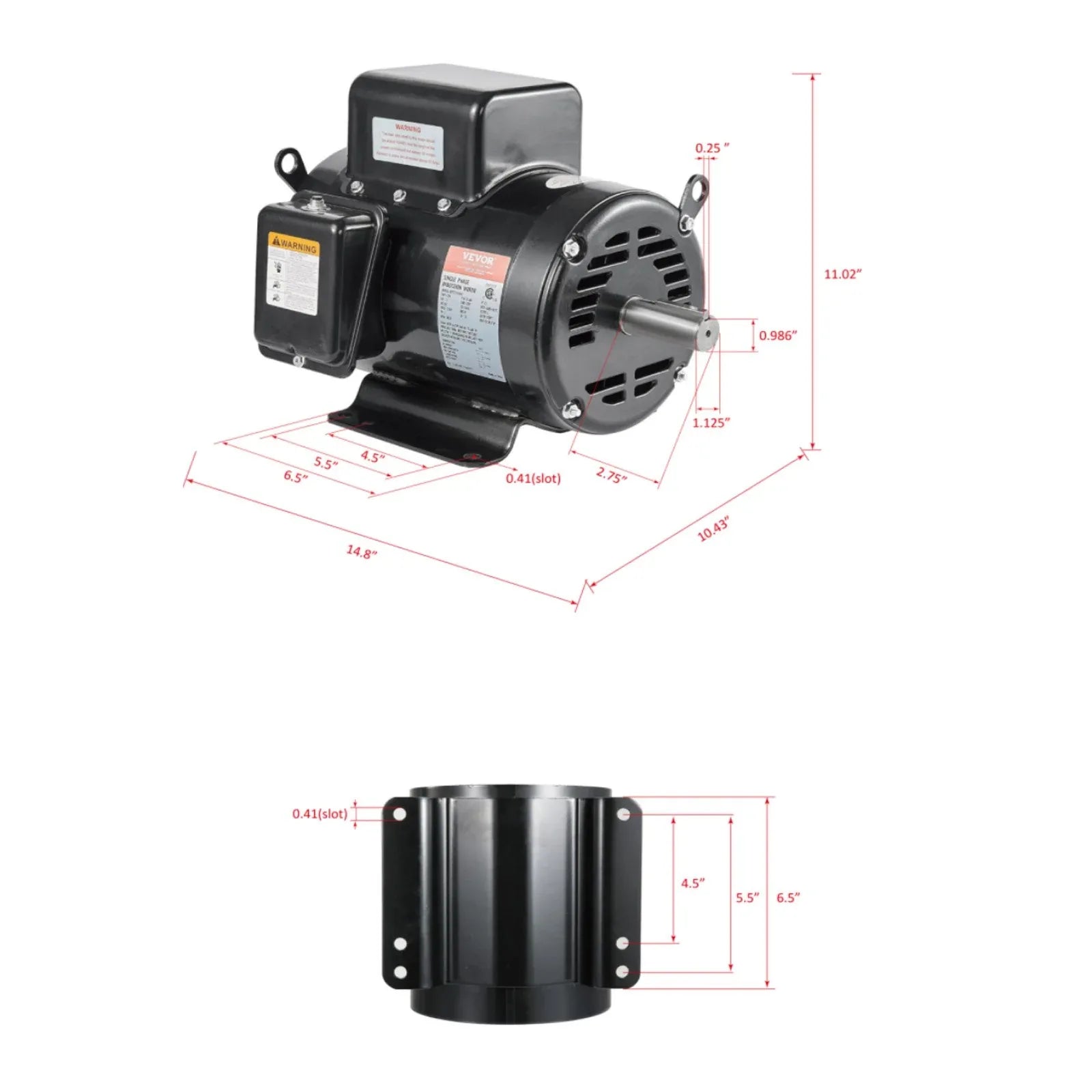 5HP Air Compressor Electric Motor 230V 25A 3450RPM 56Hz Frame CW CCW Rotation - THE MILE MAKER DRIVER SHOP