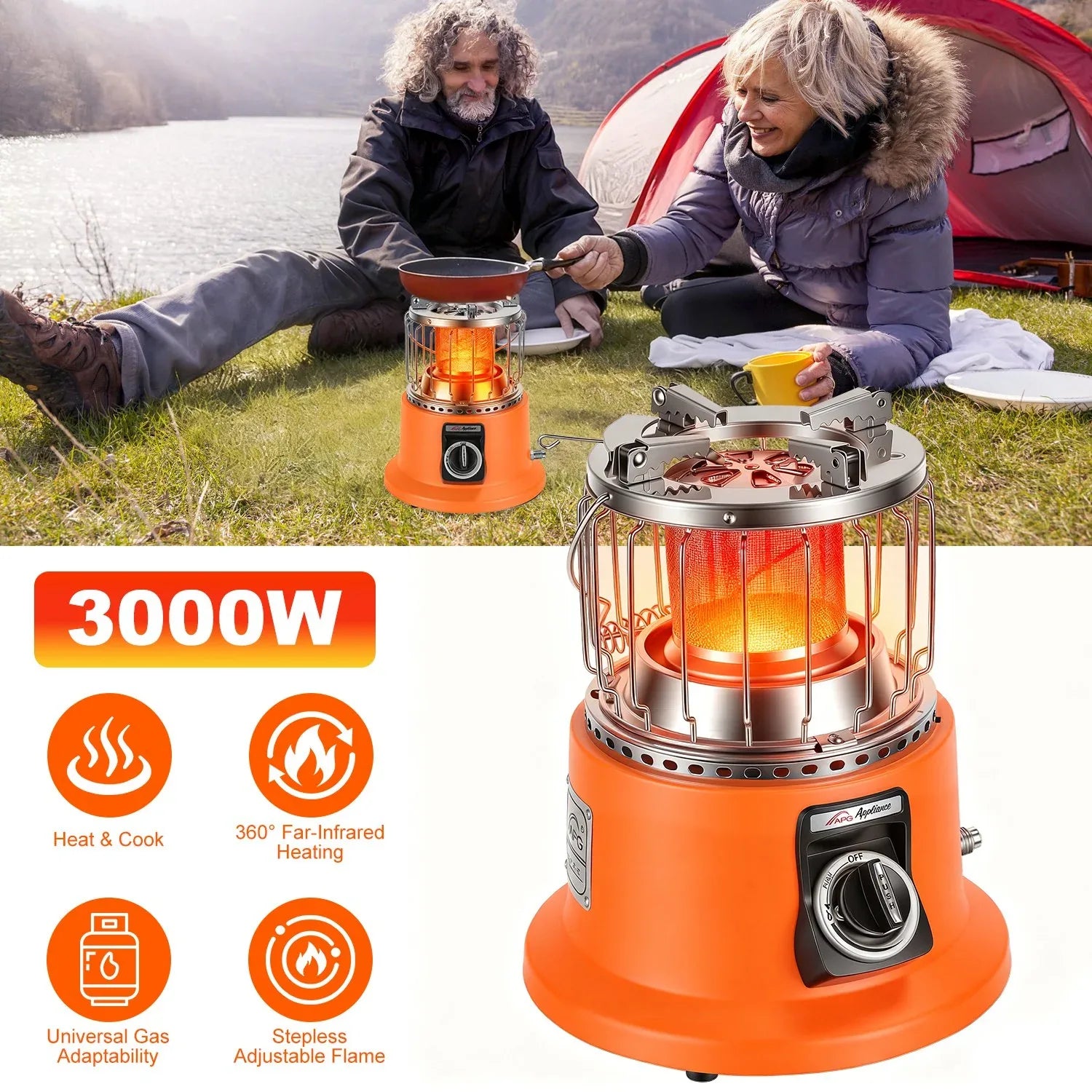 3000W 2 In 1 Portable Propane Heater Stove Portable Propane Heater Outdoor Gas Stove With Pot Stand Gas Pipe For Camping Ice Fishing Patio RV - THE MILE MAKER DRIVER SHOP