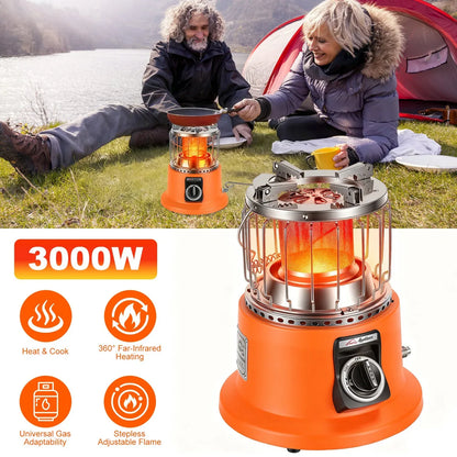 3000W 2 In 1 Portable Propane Heater Stove Portable Propane Heater Outdoor Gas Stove With Pot Stand Gas Pipe For Camping Ice Fishing Patio RV - THE MILE MAKER DRIVER SHOP