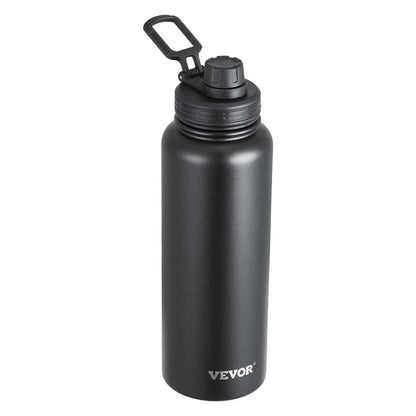 40 Oz Insulated Water Bottle Stainless Steel With Wide Mouth Lid Black - THE MILE MAKER DRIVER SHOP