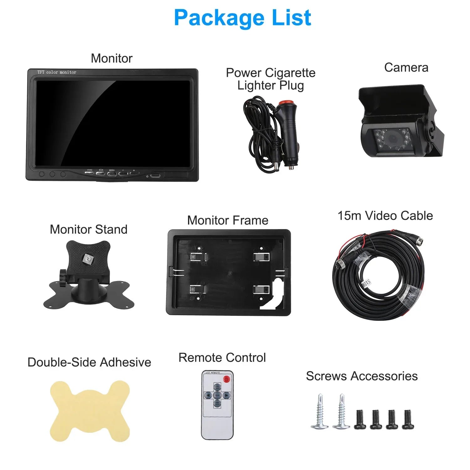 1Pc 7In Screen Backup Camera System Vehicle Rear View Monitor Kit IP67 Waterproof Car Parking Reverse System With Night Vision For Car Trunk Van SUV - THE MILE MAKER DRIVER SHOP