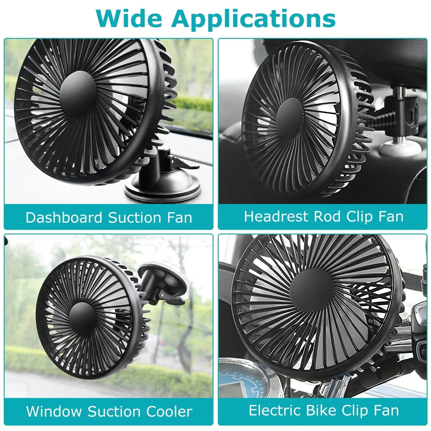 1Pc Car Cooling Fan Portable Rotatable USB Vehicle Fan Backseat Clip Fan Dashboard Window Suction Fan For SUV RV Pickup With 3 Speeds - THE MILE MAKER DRIVER SHOP