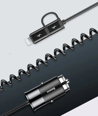 2 In 1 Spring Cable Car Mobile Phone Charger - THE MILE MAKER DRIVER SHOP