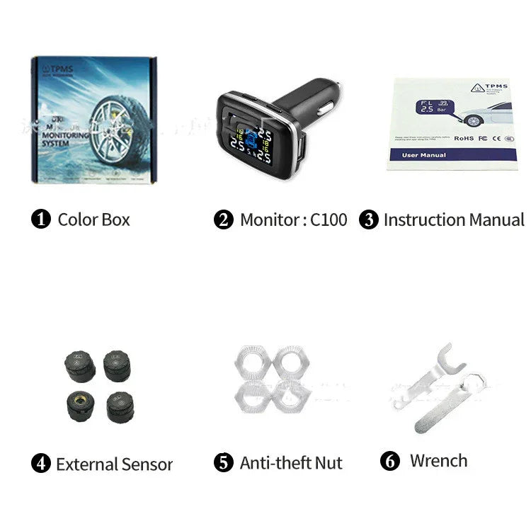 Tire Pressure Monitoring System Sensors Cigarette Lighter USB port Auto Security Alarm Systems Tire Pressure - THE MILE MAKER DRIVER SHOP