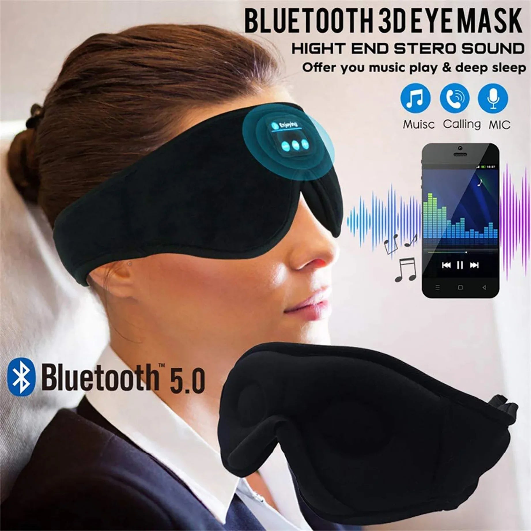 Wireless Call Stereo Music Blackout Sleep Eye Mask - THE MILE MAKER DRIVER SHOP