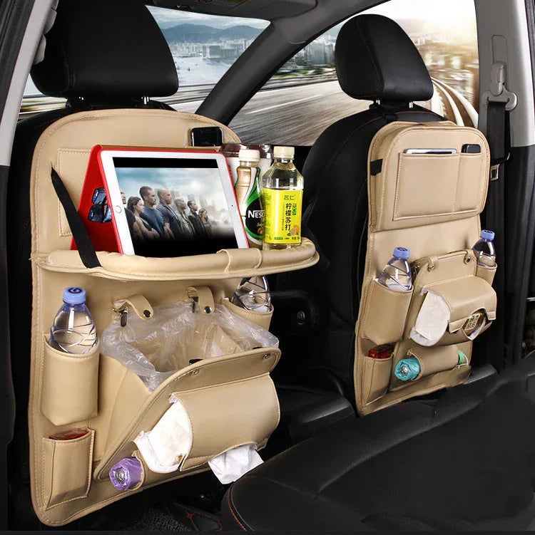 PU Leather Car Storage Bag Multifunction Seat Back Tray Hanging Bag Waterproof Car Organizer Automotive Interior Accessories - THE MILE MAKER DRIVER SHOP
