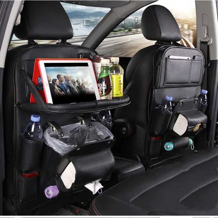 PU Leather Car Storage Bag Multifunction Seat Back Tray Hanging Bag Waterproof Car Organizer Automotive Interior Accessories - THE MILE MAKER DRIVER SHOP