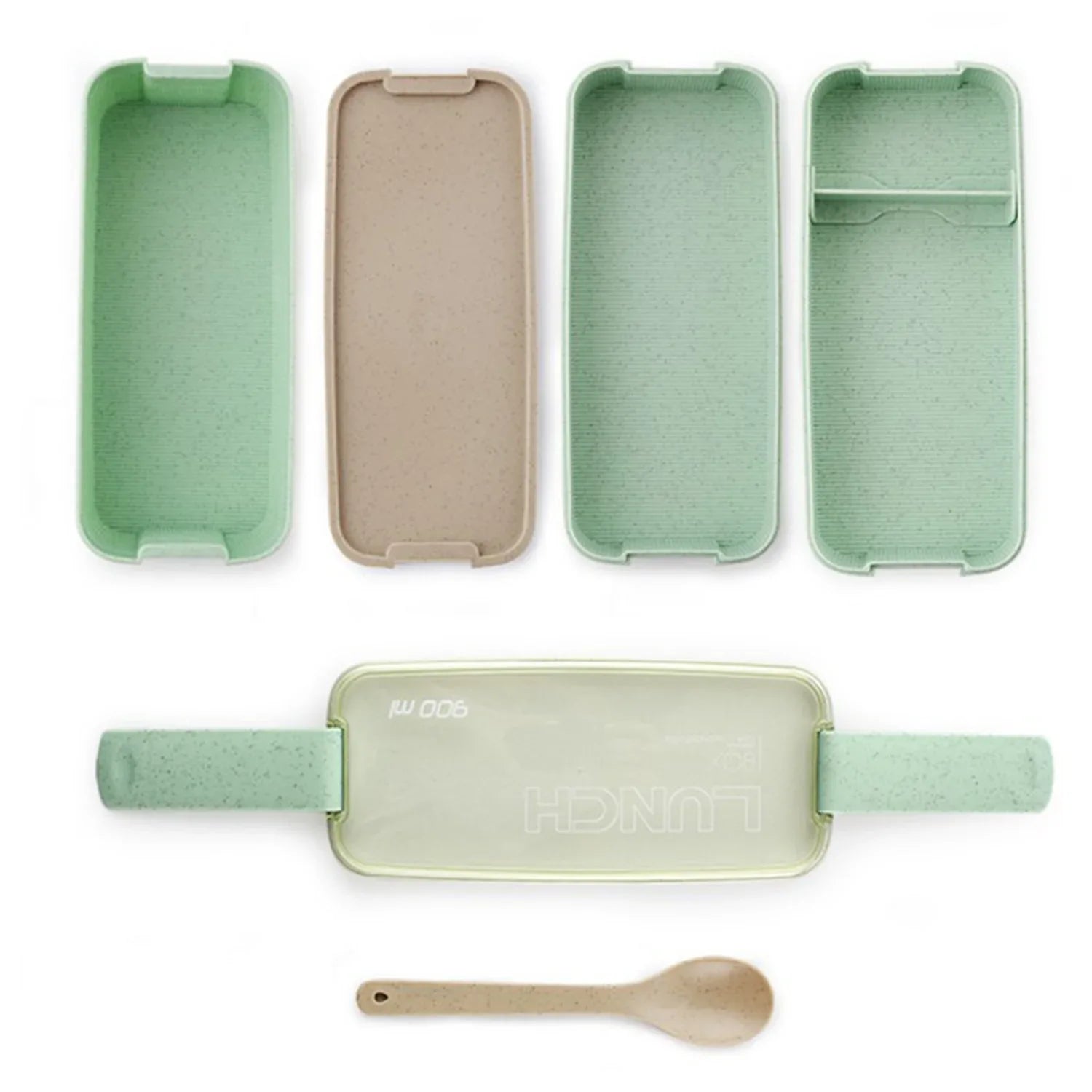 Square Double Three-layer Wheat Straw Fiber Plastic Lunch Box - THE MILE MAKER DRIVER SHOP