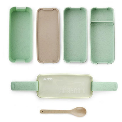 Square Double Three-layer Wheat Straw Fiber Plastic Lunch Box - THE MILE MAKER DRIVER SHOP